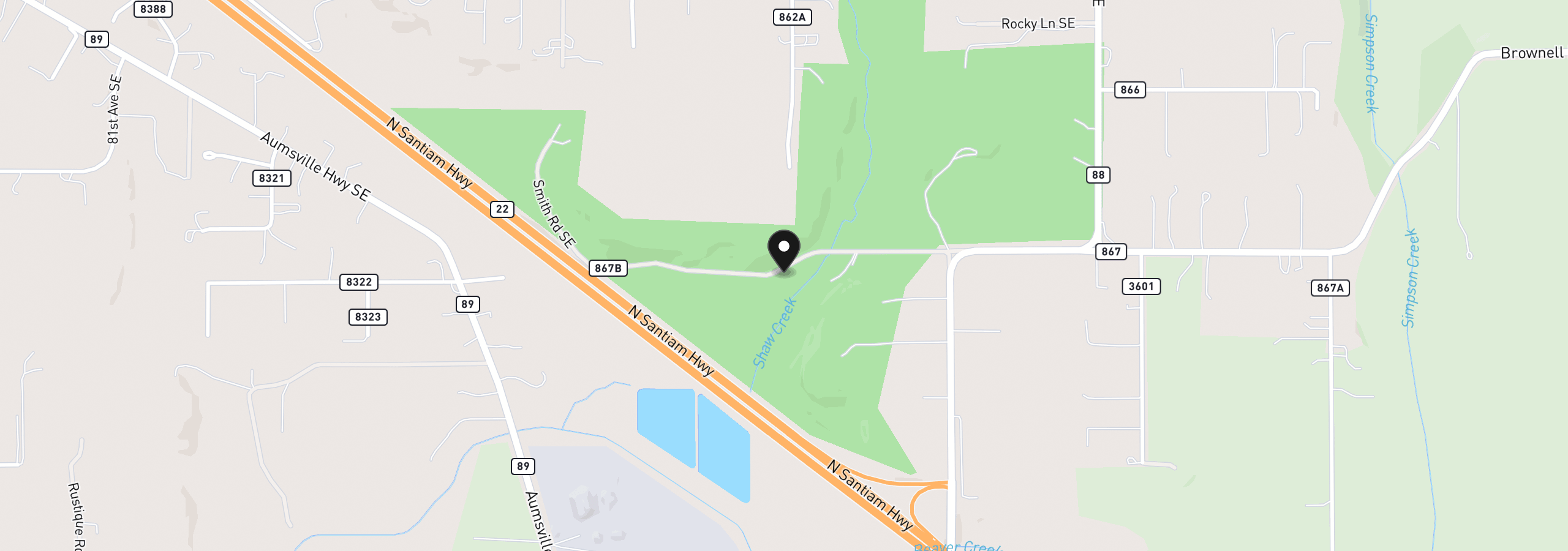 Map showing the location of 9200 Smith Rd, Aumsville, OR 97325