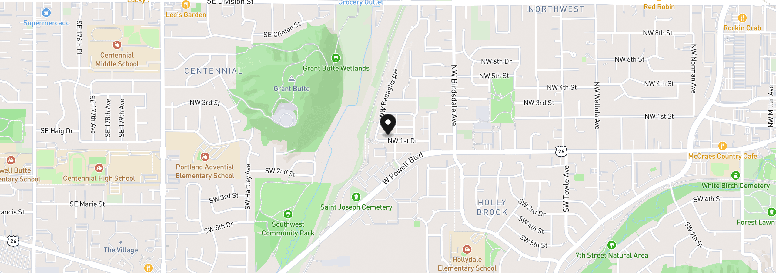 Map showing the location of 2571 NW 1st Dr, Gresham, OR 97030