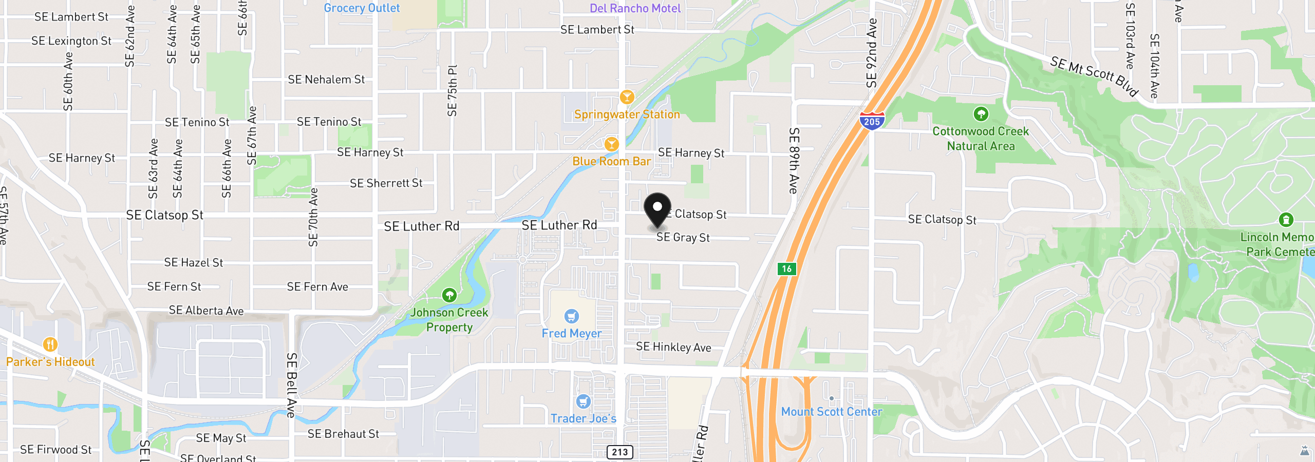 Map showing the location of 8321 SE Gray St, Happy Valley, OR 97086
