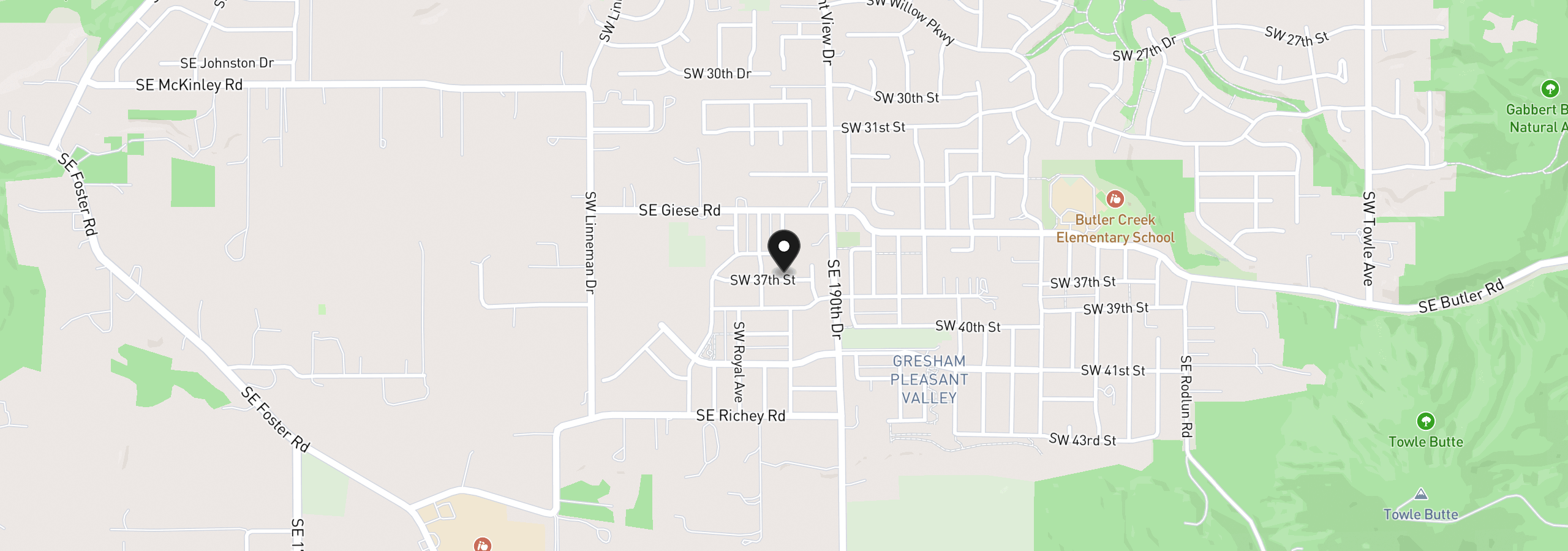Map showing the location of 3607 SW 37th St, Gresham, OR 97080