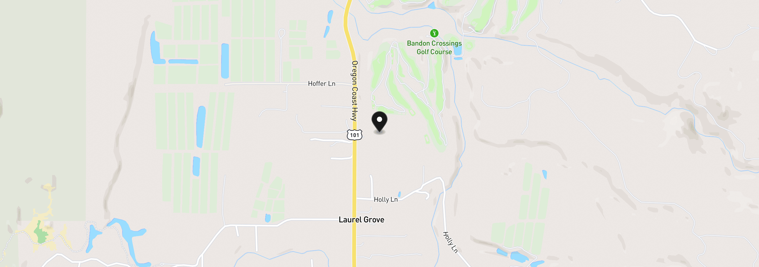Map showing the location of 47613 Oregon Coast Highway 1401, Bandon, OR 97411