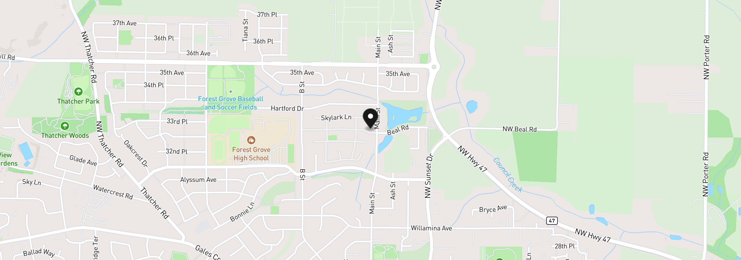 Map showing the location of 3300 Main St 15, Forest Grove, OR 97116