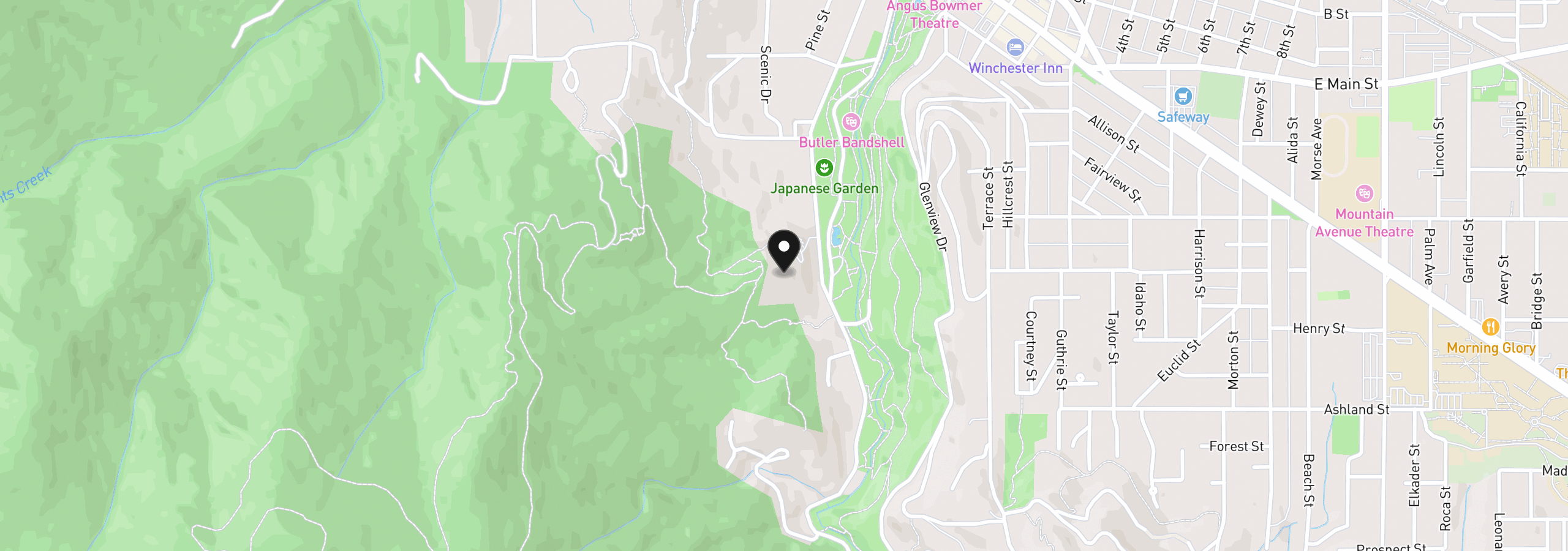 Map showing the location of 309 Granite St, Ashland, OR 97520