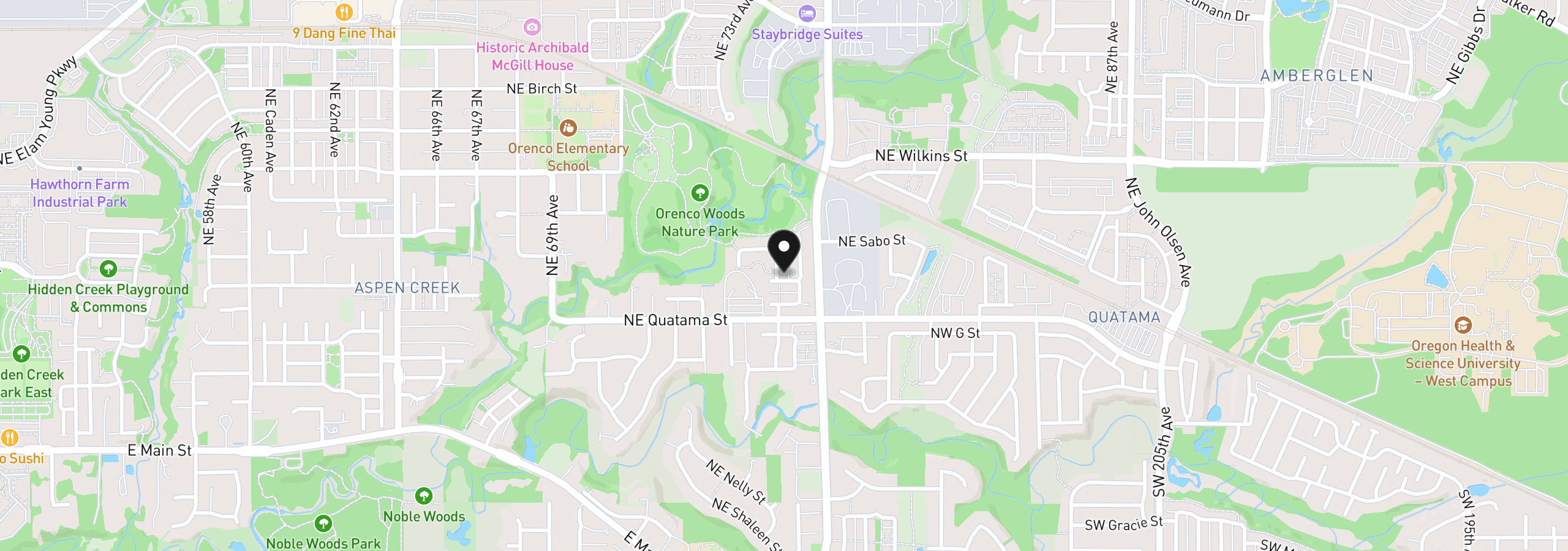 Map showing the location of 410 NE 76th Ave, Hillsboro, OR 97124