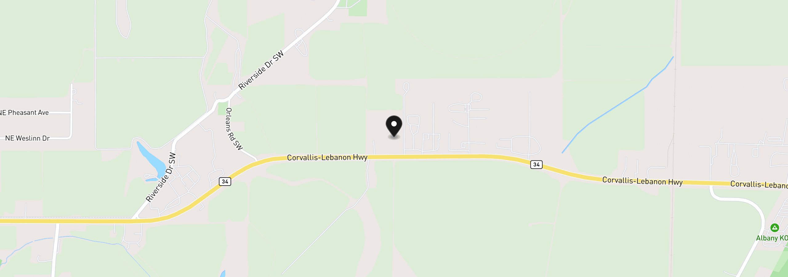 Map showing the location of 30199 Highway 34 SW, Albany, OR 97321