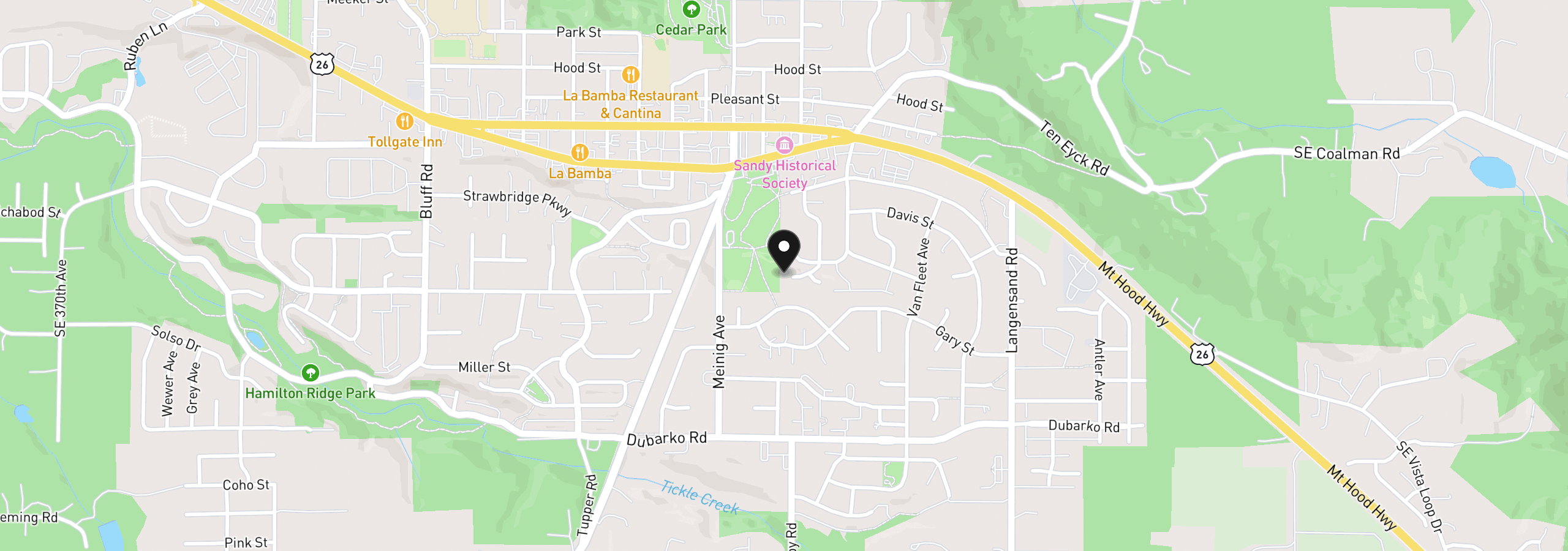 Map showing the location of 17970 Loundree Dr, Sandy, OR 97055