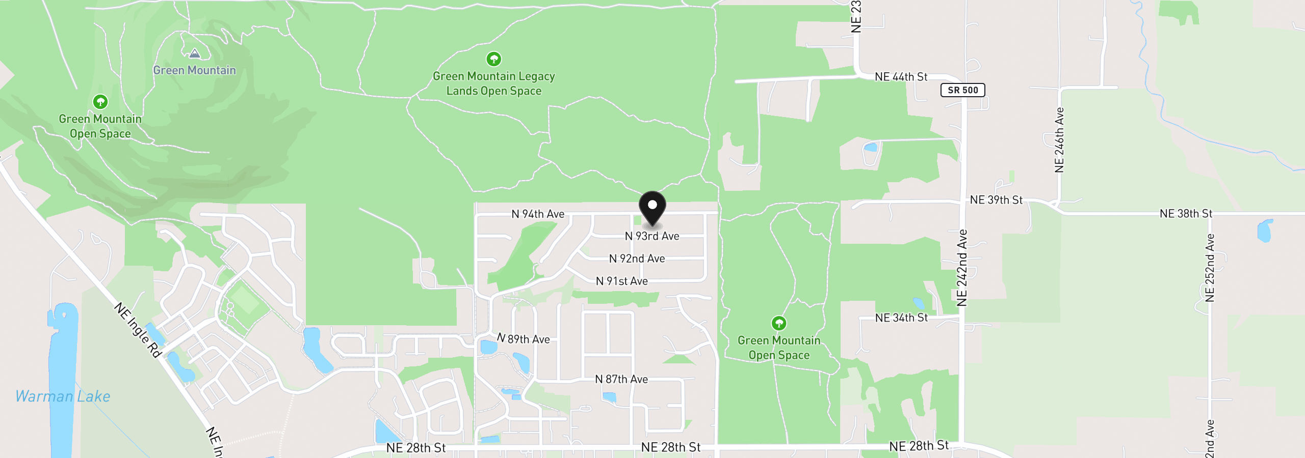 Map showing the location of 5372 N 93rd Ave Lot 277, Camas, Wa 98607