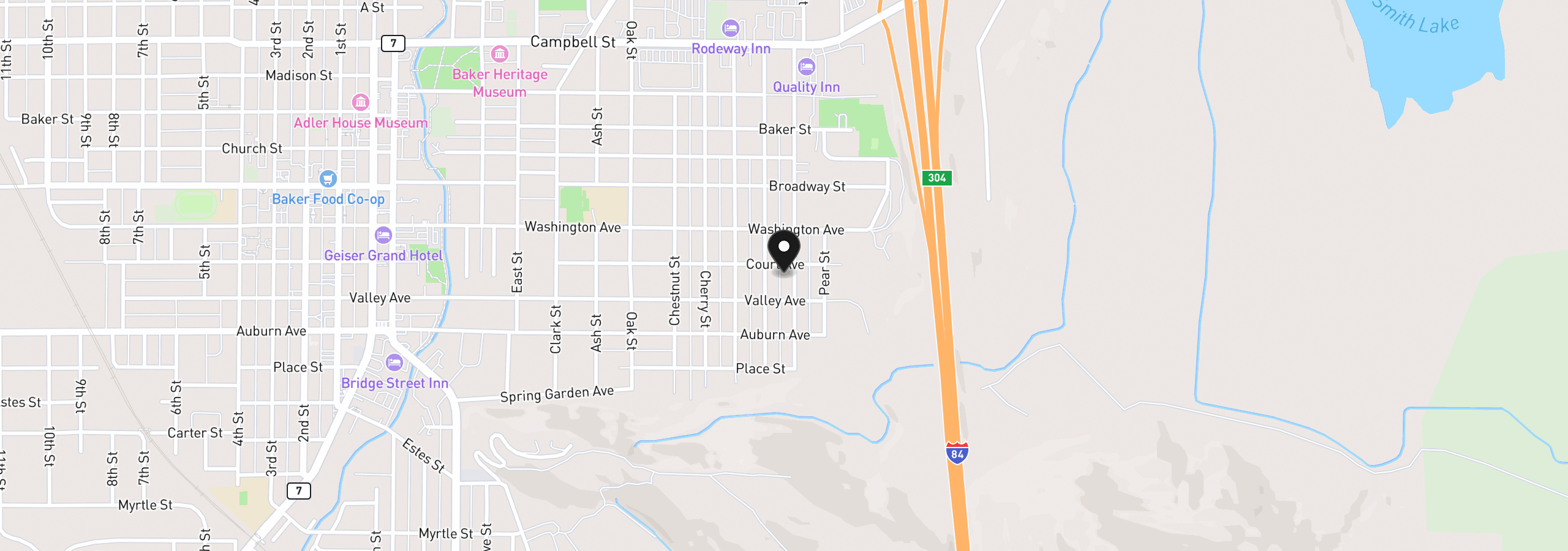 Map showing the location of 745 Court Ave, Baker City, OR 97814