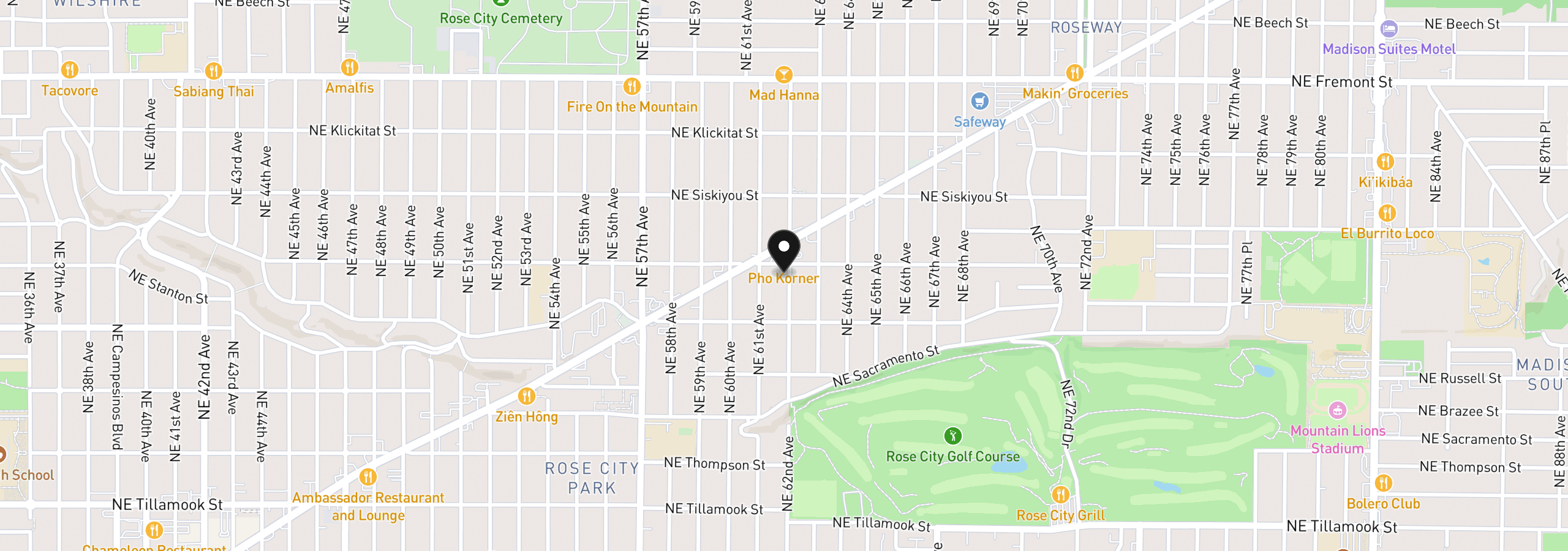 Map showing the location of 2885 NE 62nd Ave, Portland, OR 97213
