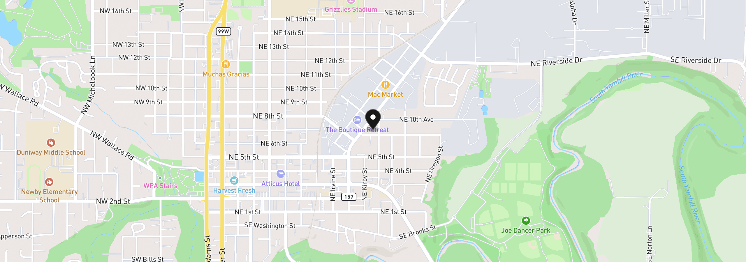 Map showing the location of 1141 NE 9th St, McMinnville, OR 97128