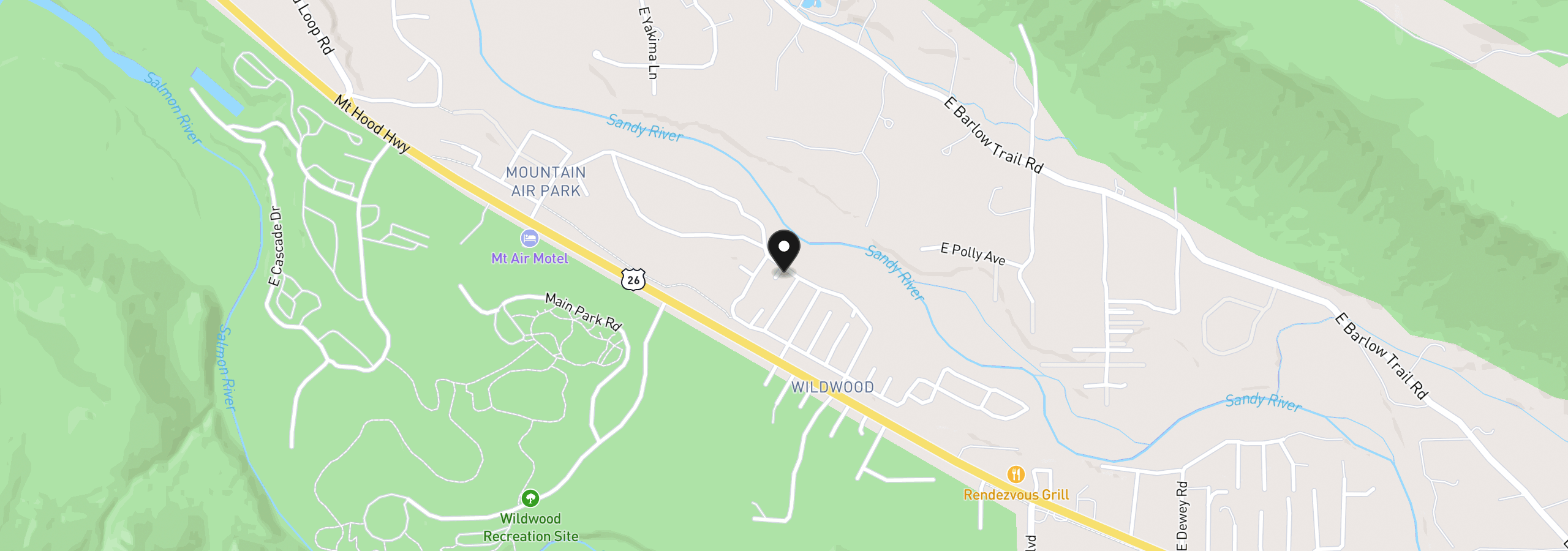 Map showing the location of 23060 E Wallace Ave, Welches, OR 97067