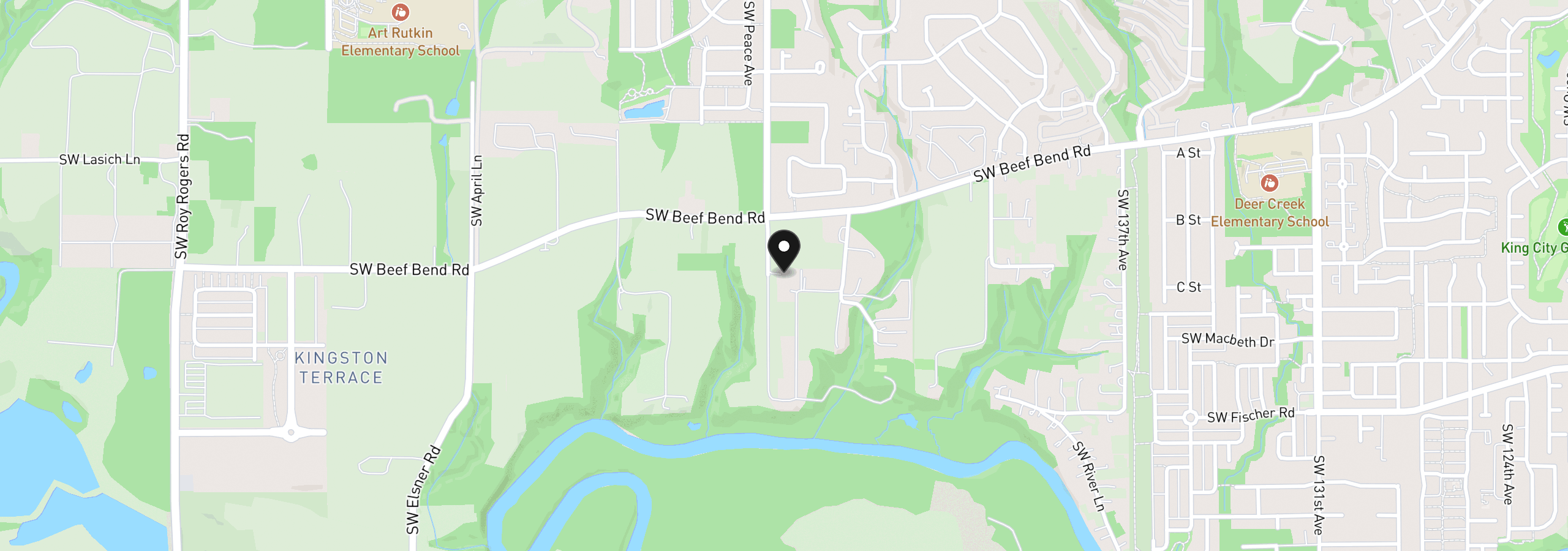 Map showing the location of 16500 SW 150th Ave, Tigard, OR 97224