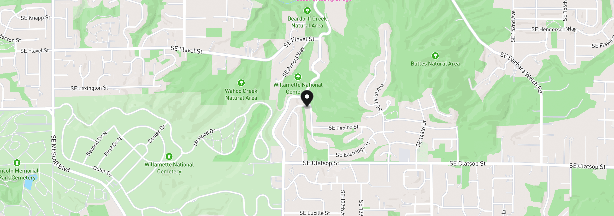 Map showing the location of 8045 SE 138th Dr, Portland, OR 97236