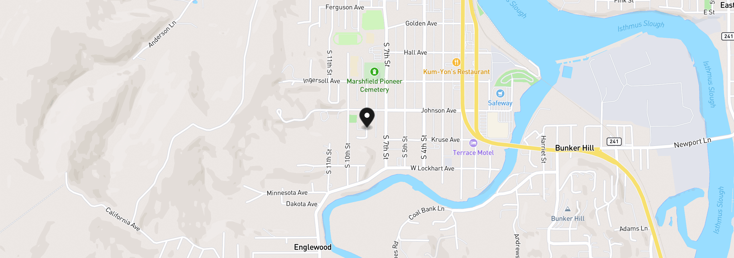Map showing the location of 925 Oakway Dr, Coos Bay, OR 97420