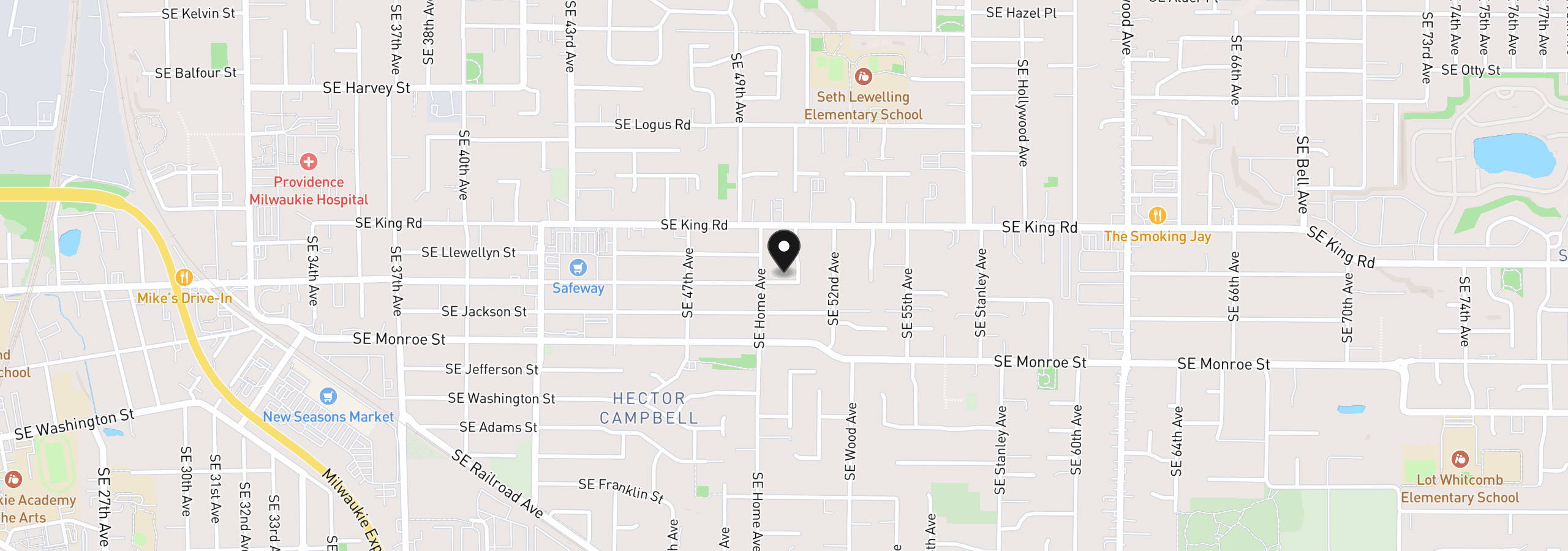Map showing the location of 0 SE Harrison St 8, Milwaukie, OR 97222