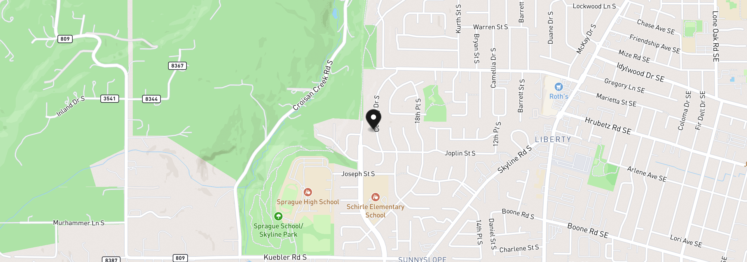 Map showing the location of 4573 Century Dr, Salem, OR 97302