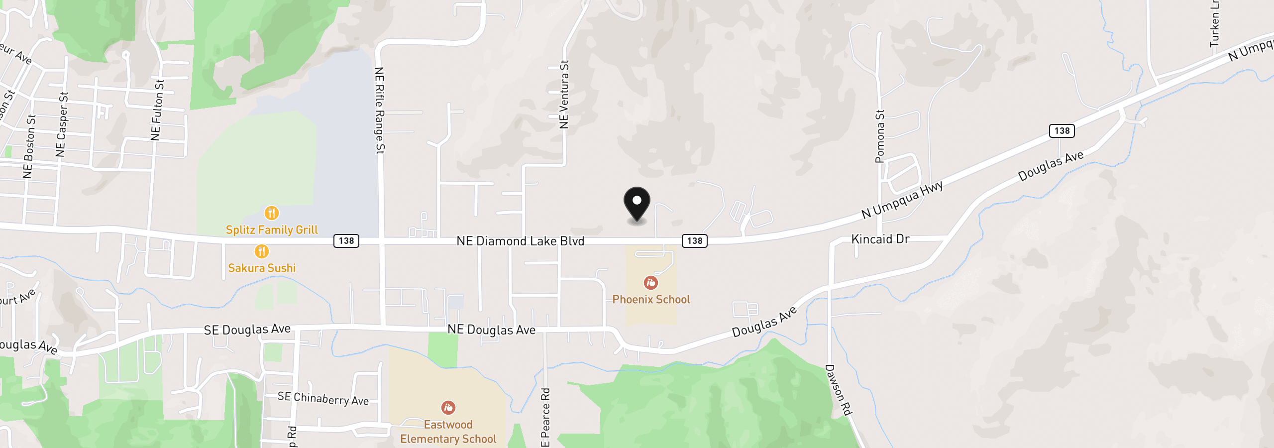 Map showing the location of 3110 NE Diamond Lake Blvd, Roseburg, OR 97470