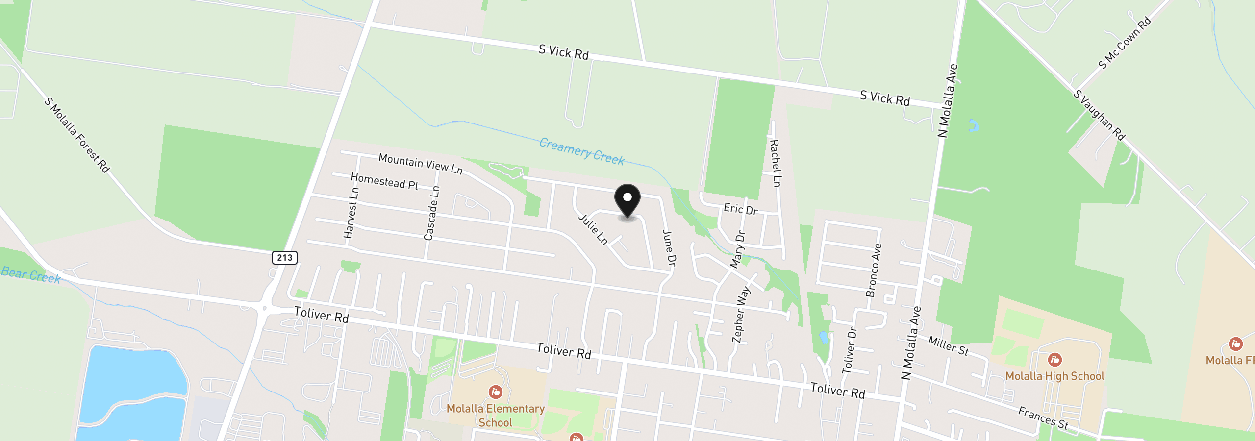 Map showing the location of 736 Kelsey Loop, Molalla, OR 97038