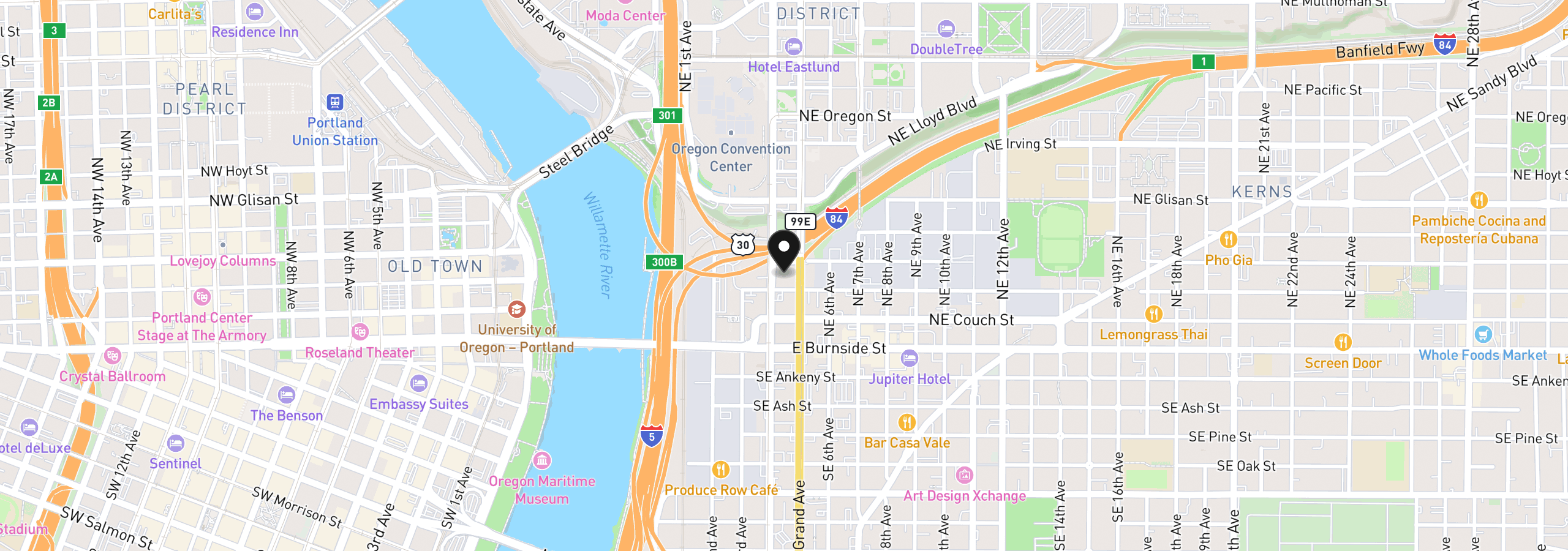 Map showing the location of 240 NE M L King Blvd, Portland, OR 97232