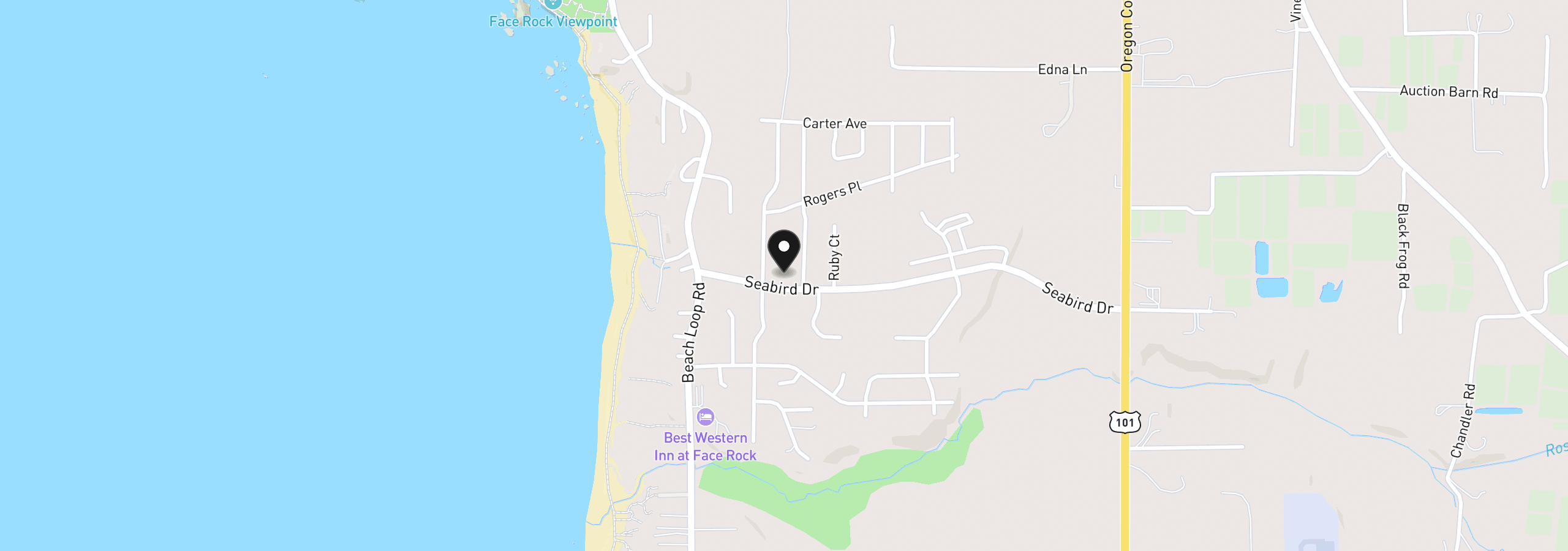 Map showing the location of 2993 Lincoln Ave SW, Bandon, OR 97411