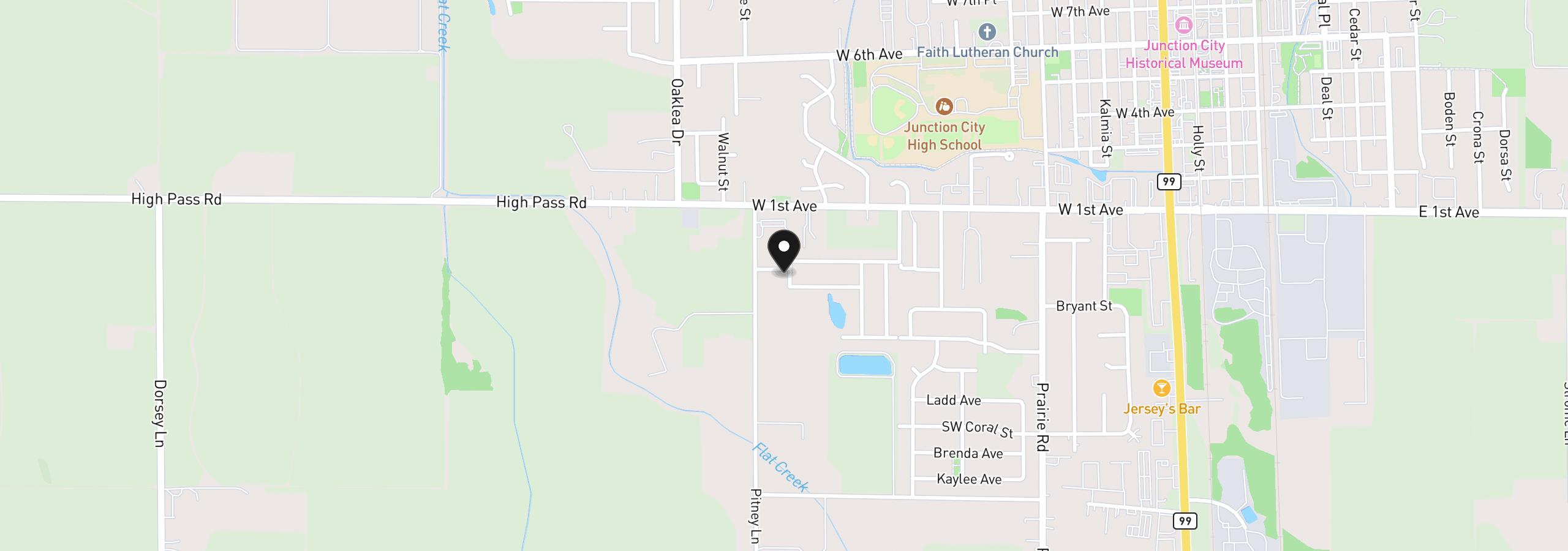 Map showing the location of 310 Pitney Ln #98, Junction City, OR 97448