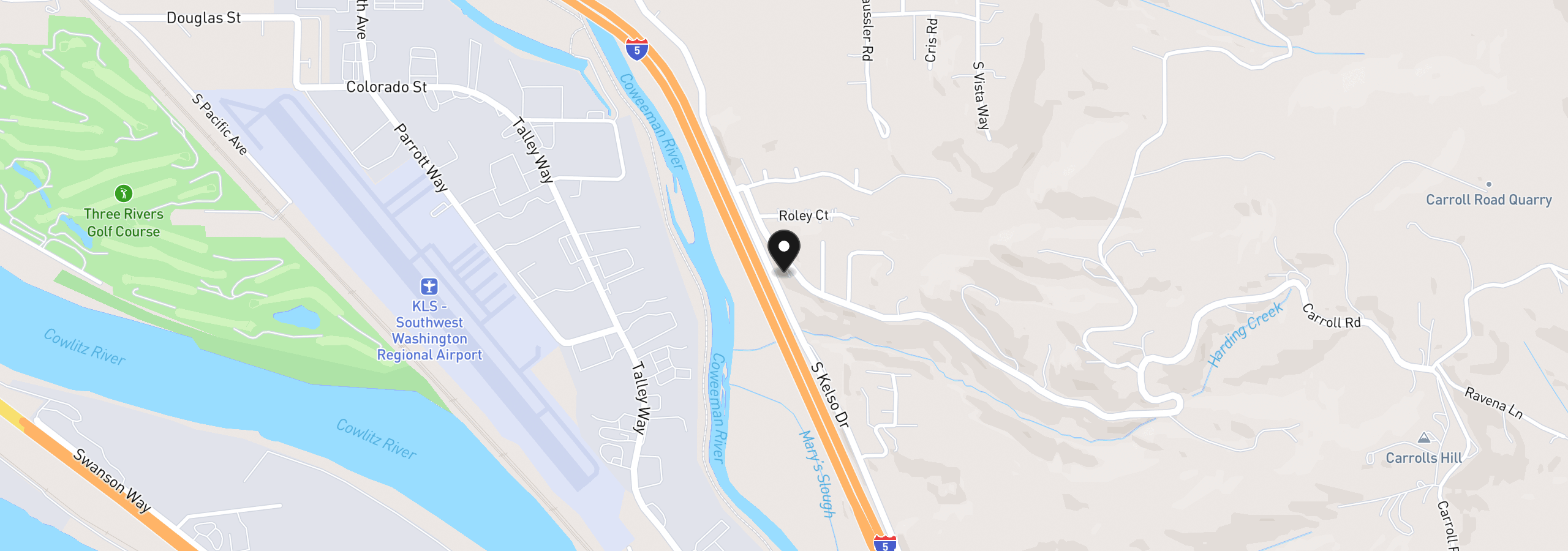Map showing the location of 201 Carroll Rd, Kelso, Wa 98626