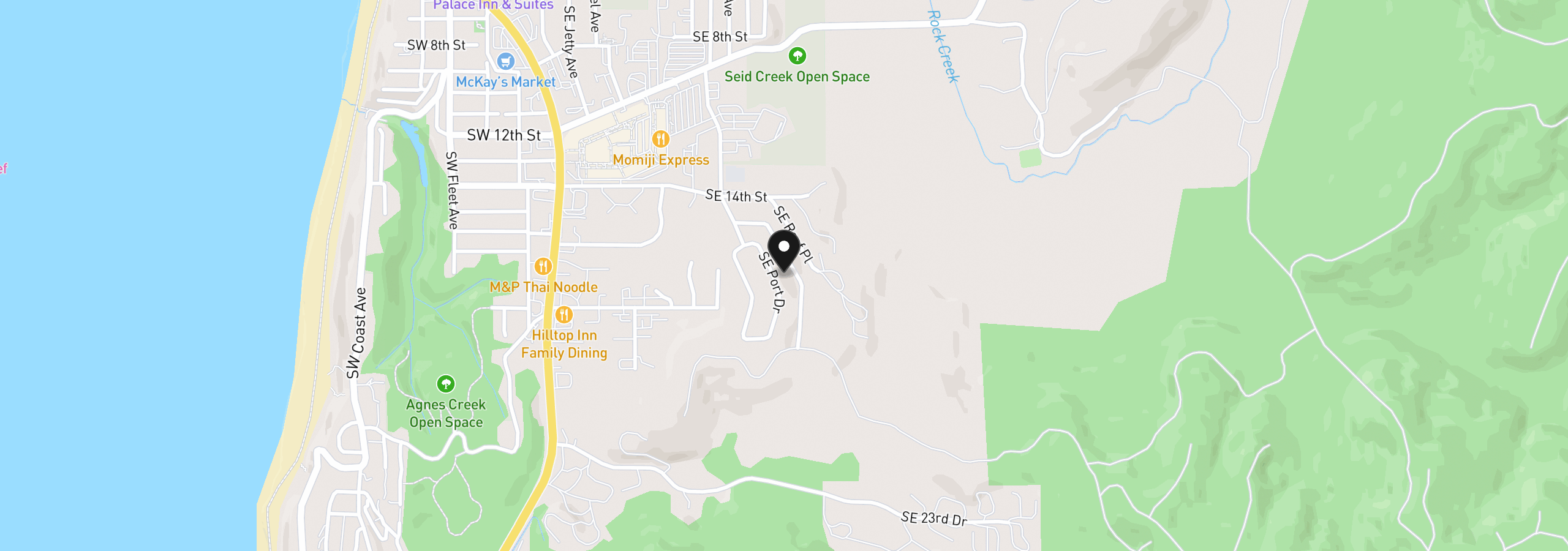 Map showing the location of 1710 SE Port Dr, Lincoln City, OR 97367