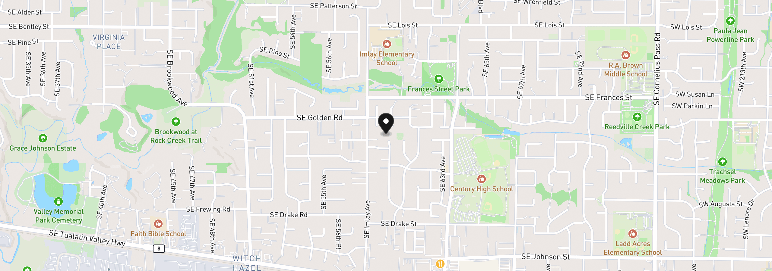 Map showing the location of 1747 SE 60th Ave, Hillsboro, OR 97123