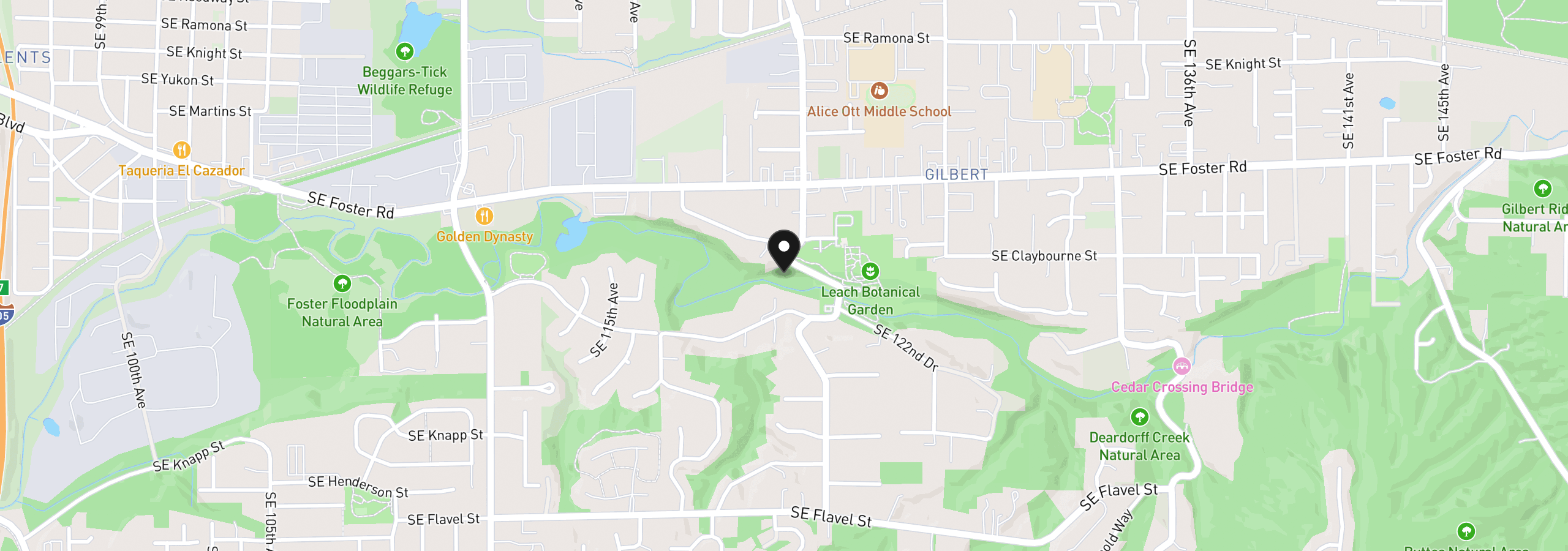 Map showing the location of 6647 SE 122nd Ave, Portland, OR 97236