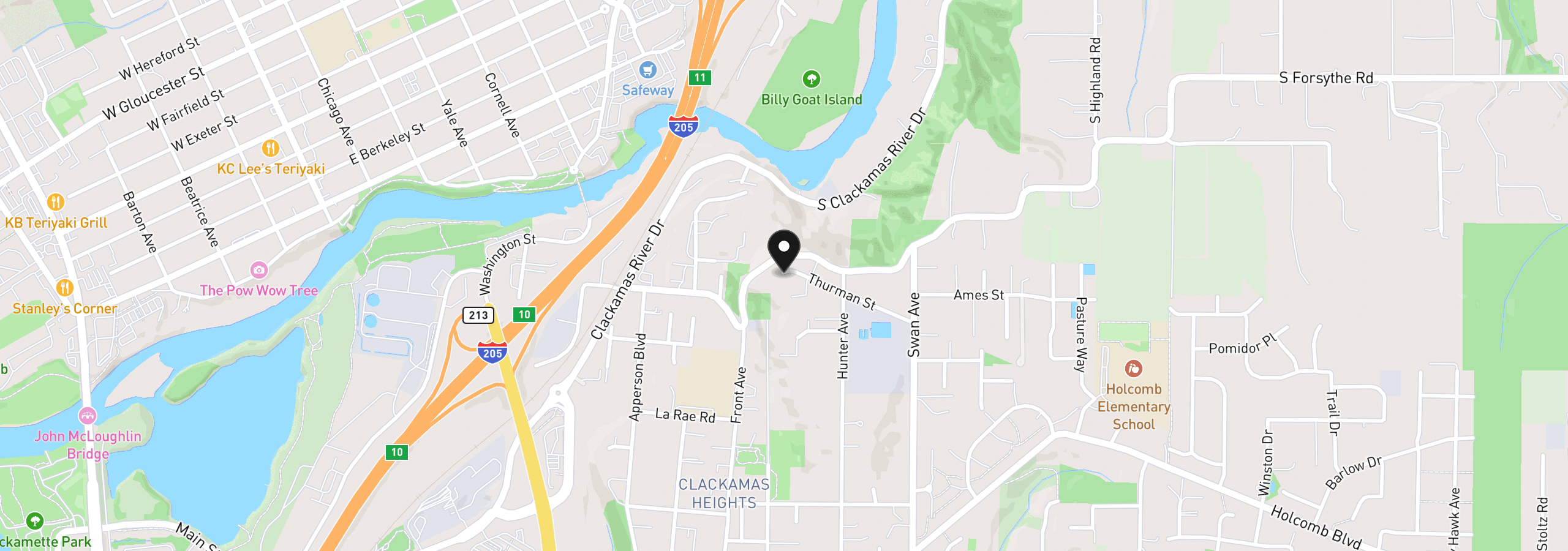 Map showing the location of 14110 Thurman St, Oregon City, OR 97045