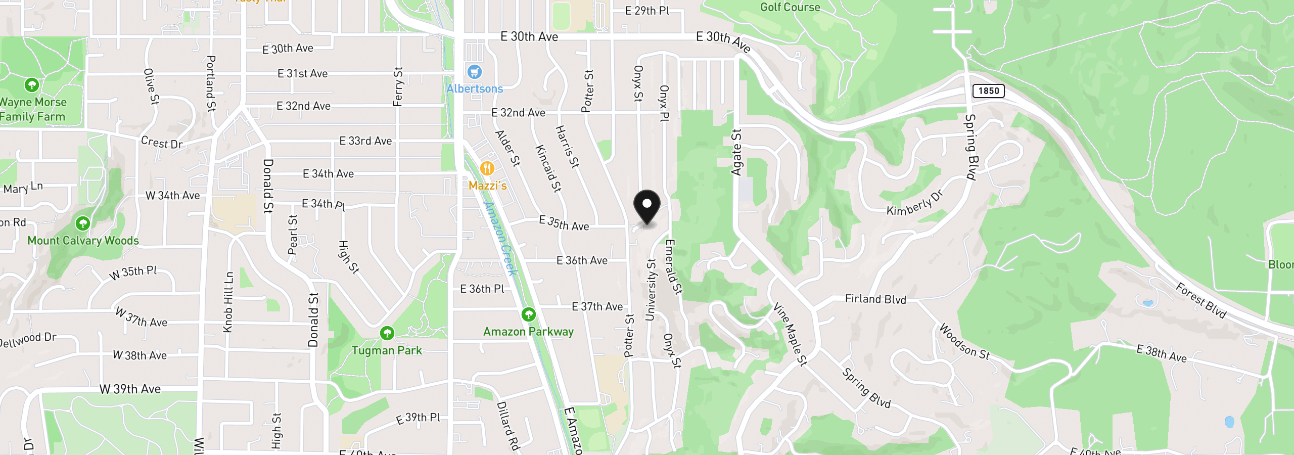 Map showing the location of 3540 Onyx St, Eugene, OR 97405