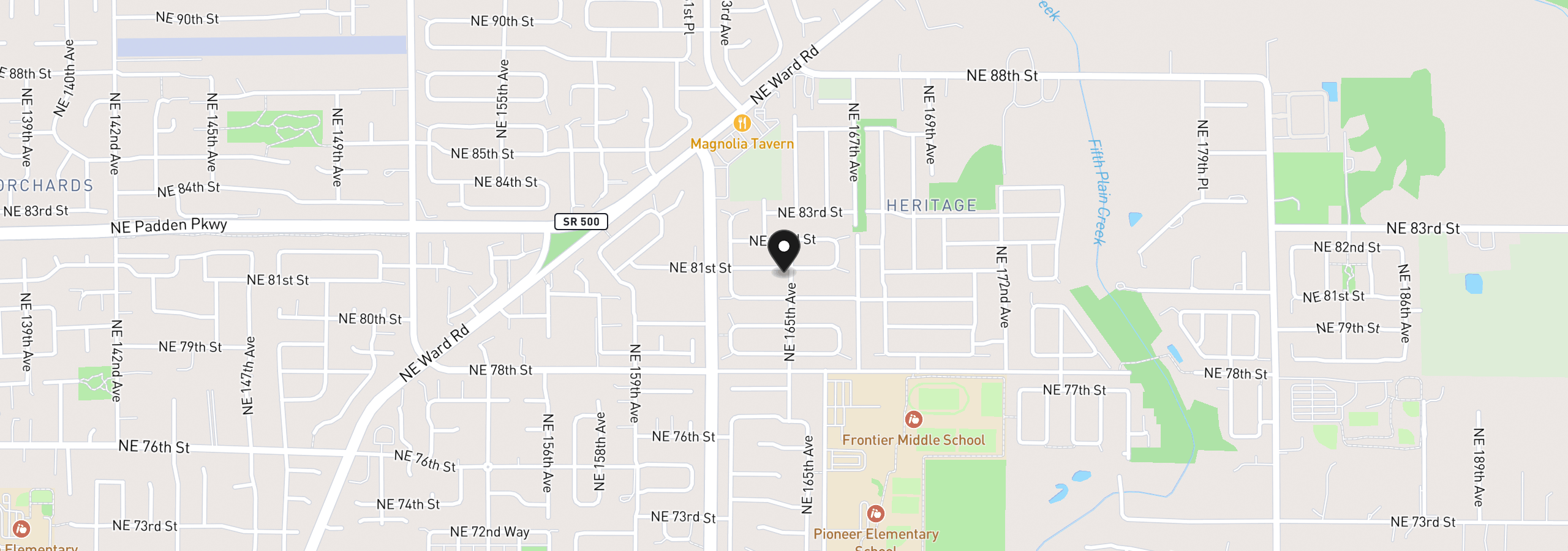Map showing the location of 16413 NE 81st St, Vancouver, Wa 98682