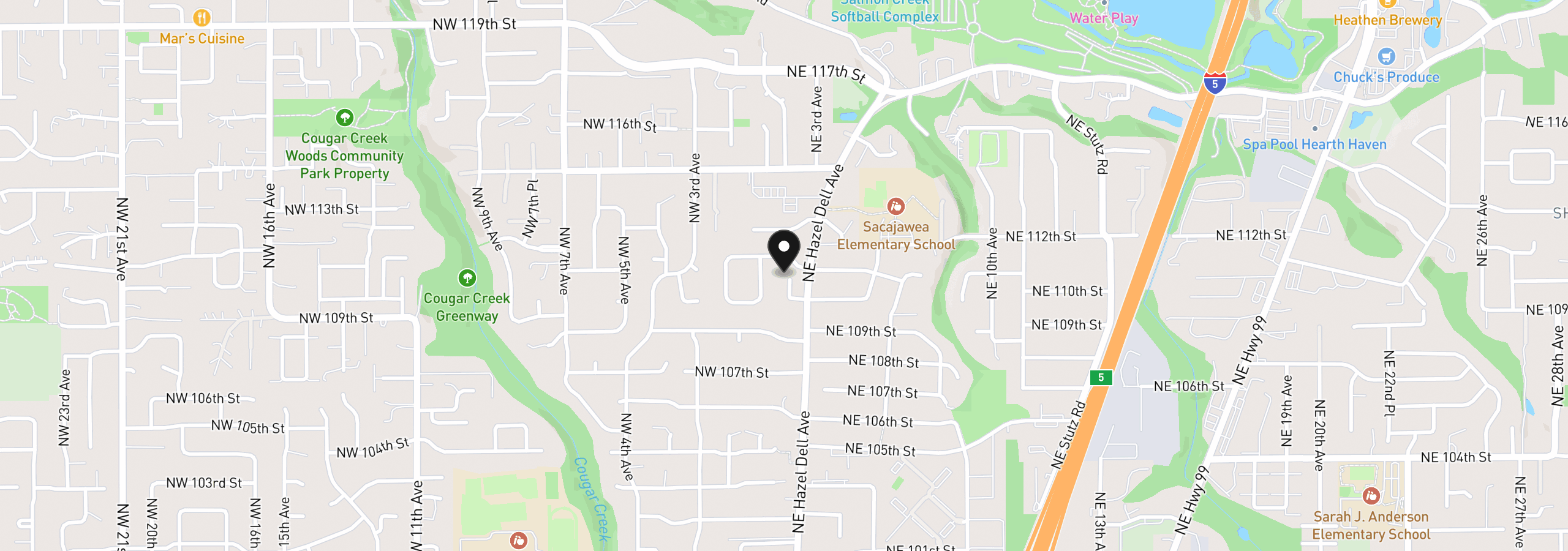 Map showing the location of 11012 NE 2nd Ct, Vancouver, Wa 98685