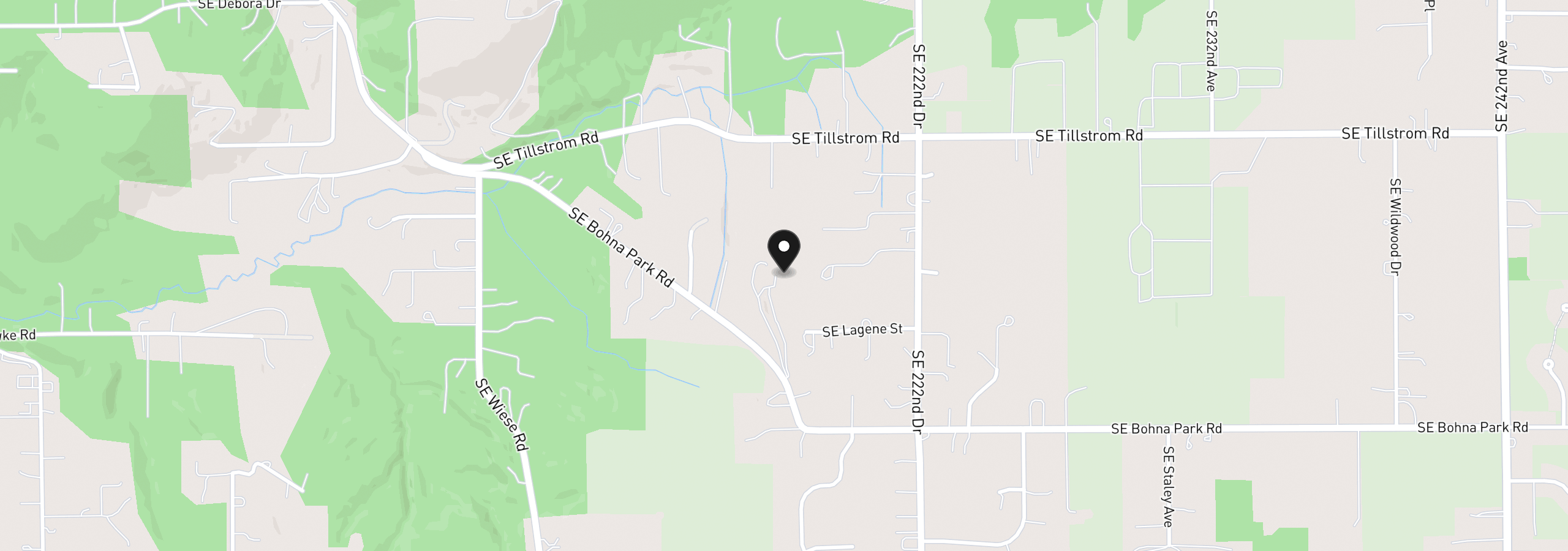 Map showing the location of 21675 SE Bohna Park Rd, Damascus, OR 97089