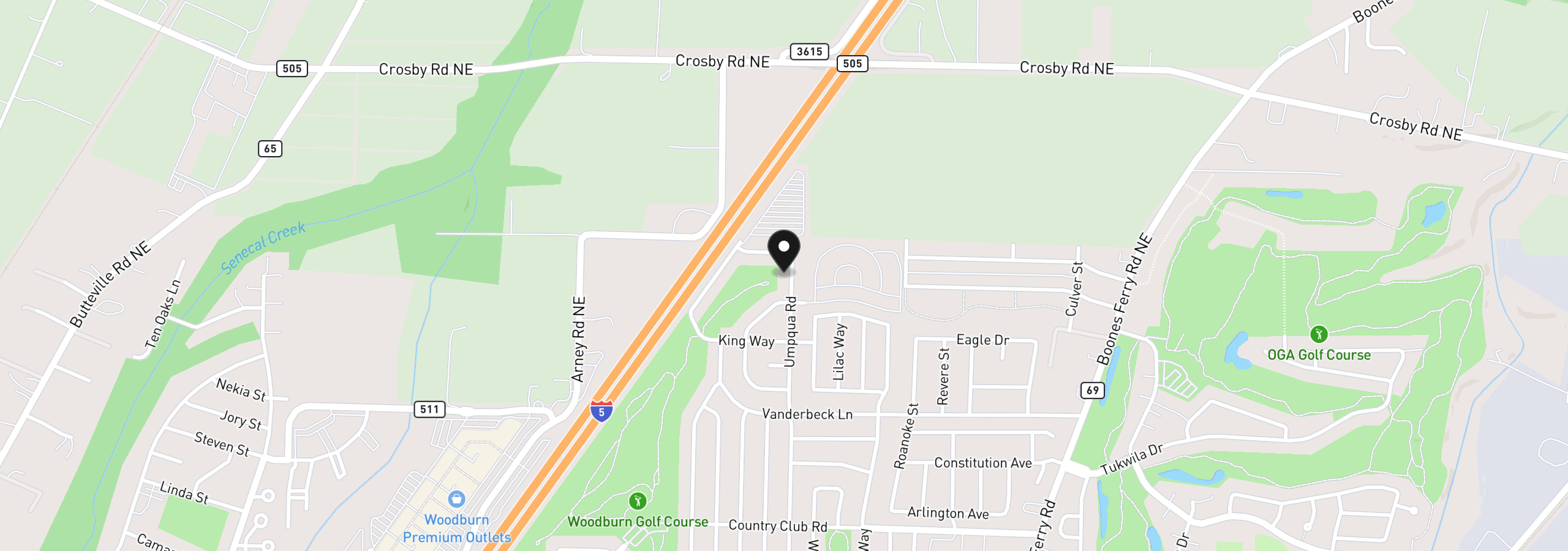 Map showing the location of 2389 Umpqua Rd, Woodburn, OR 97071