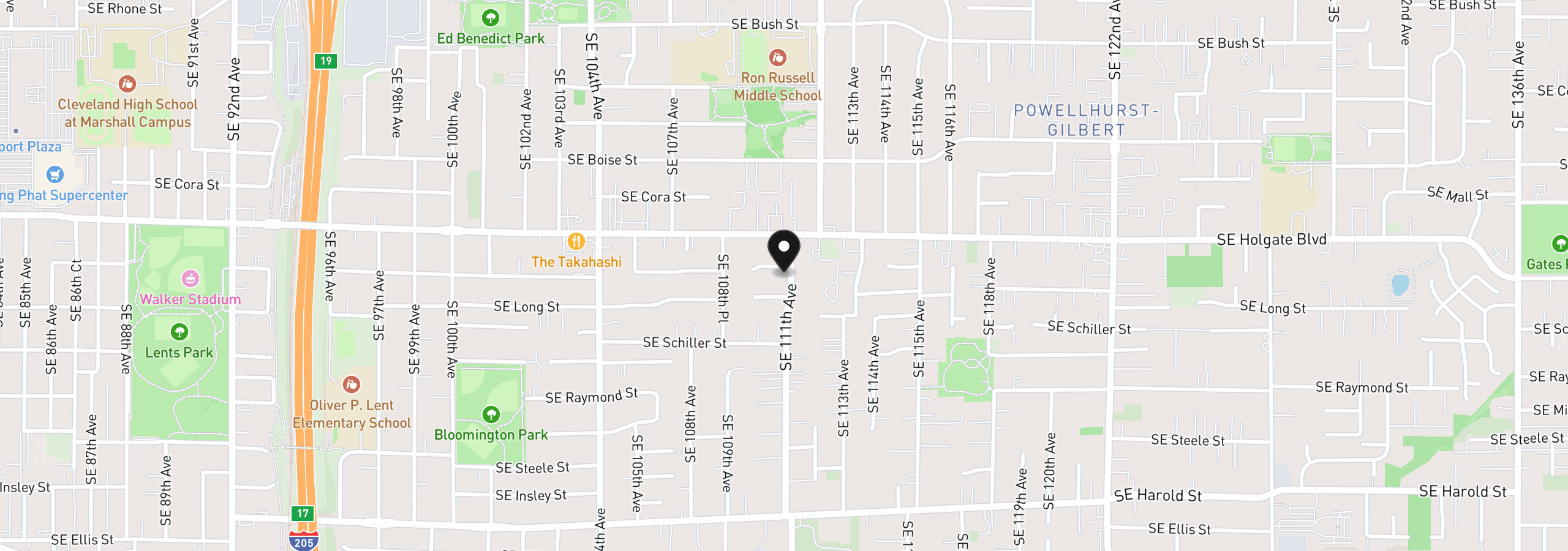 Map showing the location of 4569 SE 111th Ave, Portland, OR 97266