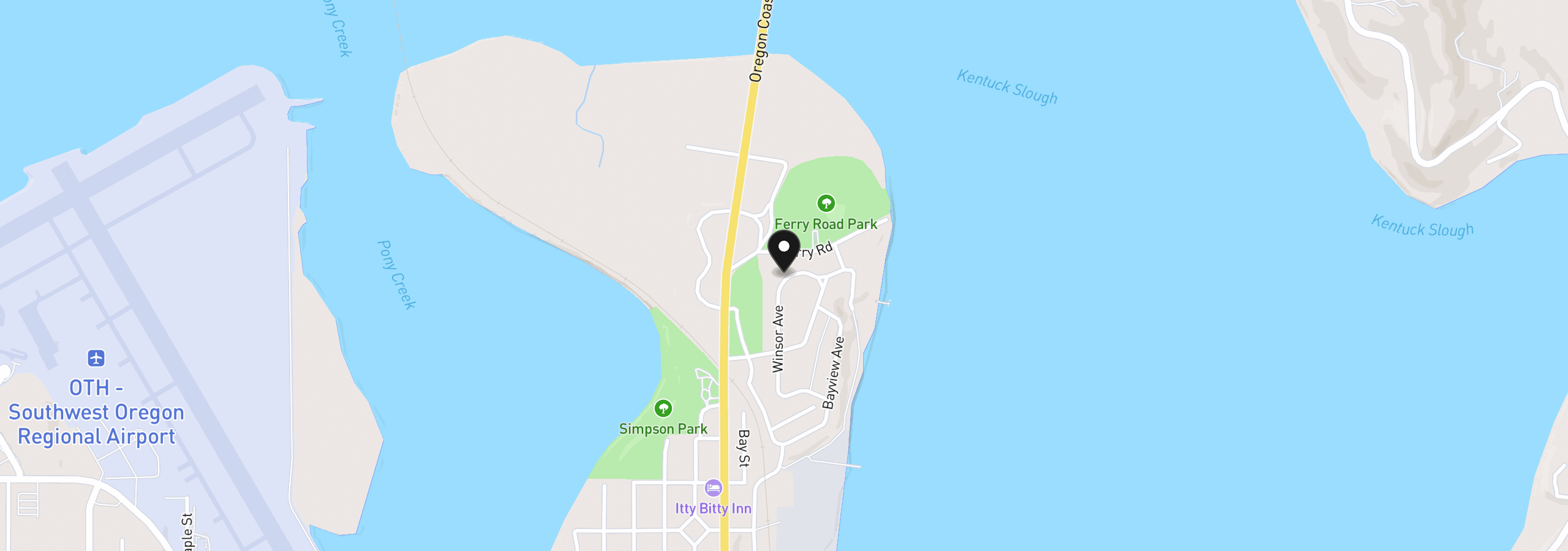 Map showing the location of 1166 Winsor Ave, North Bend, OR 97459