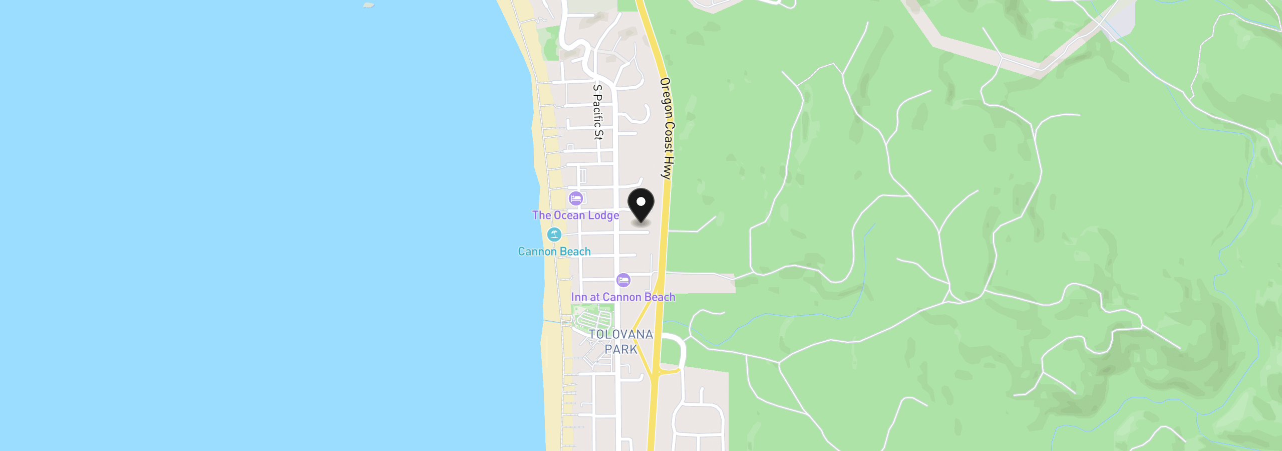 Map showing the location of 164 E Susitna St, Cannon Beach, OR 97110
