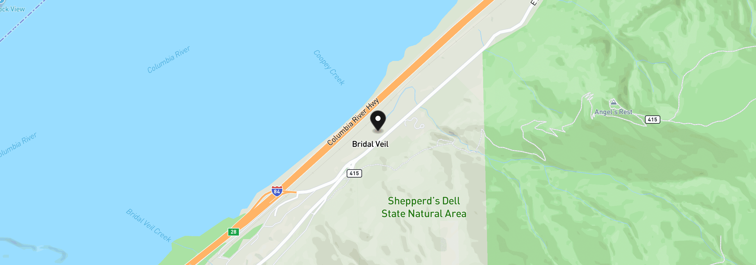 Map showing the location of 47845 E Hist. Columbia River Hwy, Corbett, OR 97019