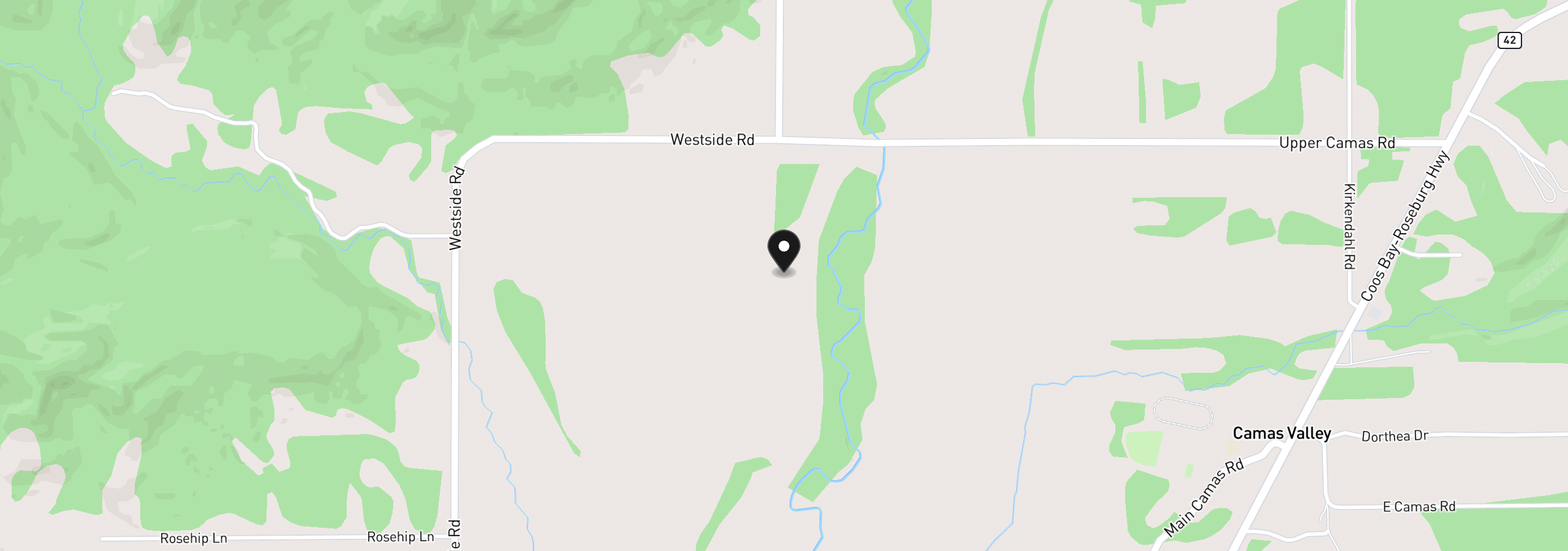 Map showing the location of 1340 Upper Camas Rd, Camas Valley, OR 97416
