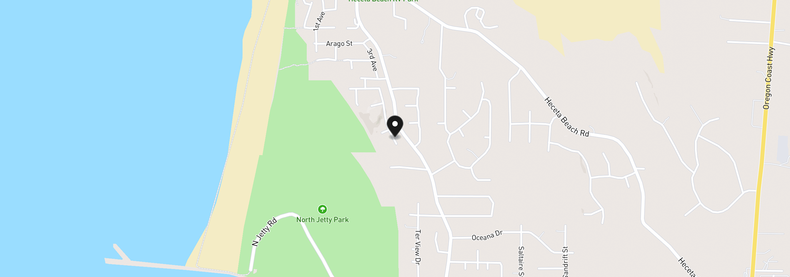 Map showing the location of 4 Bonnett Way, Florence, OR 97439