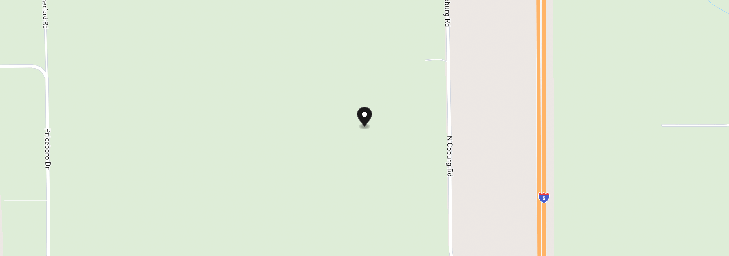 Map showing the location of N Coburg Rd, Harrisburg, OR 97446