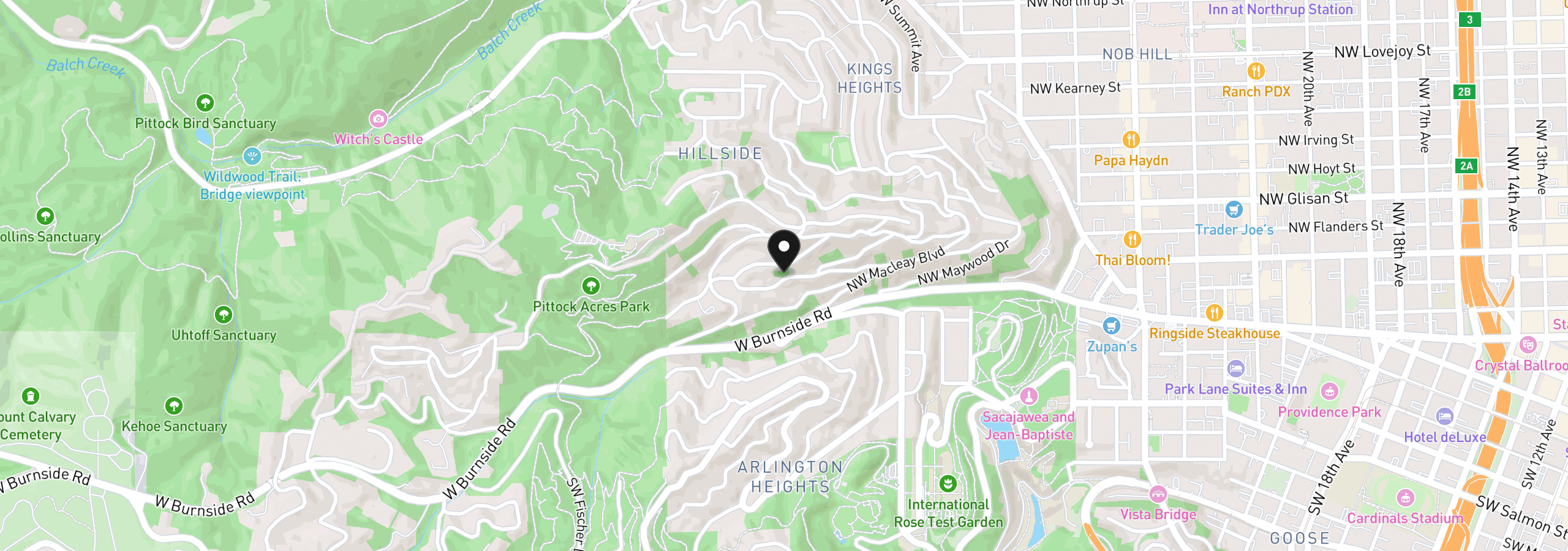 Map showing the location of NW Verde Vista Ter, Portland, OR 97210