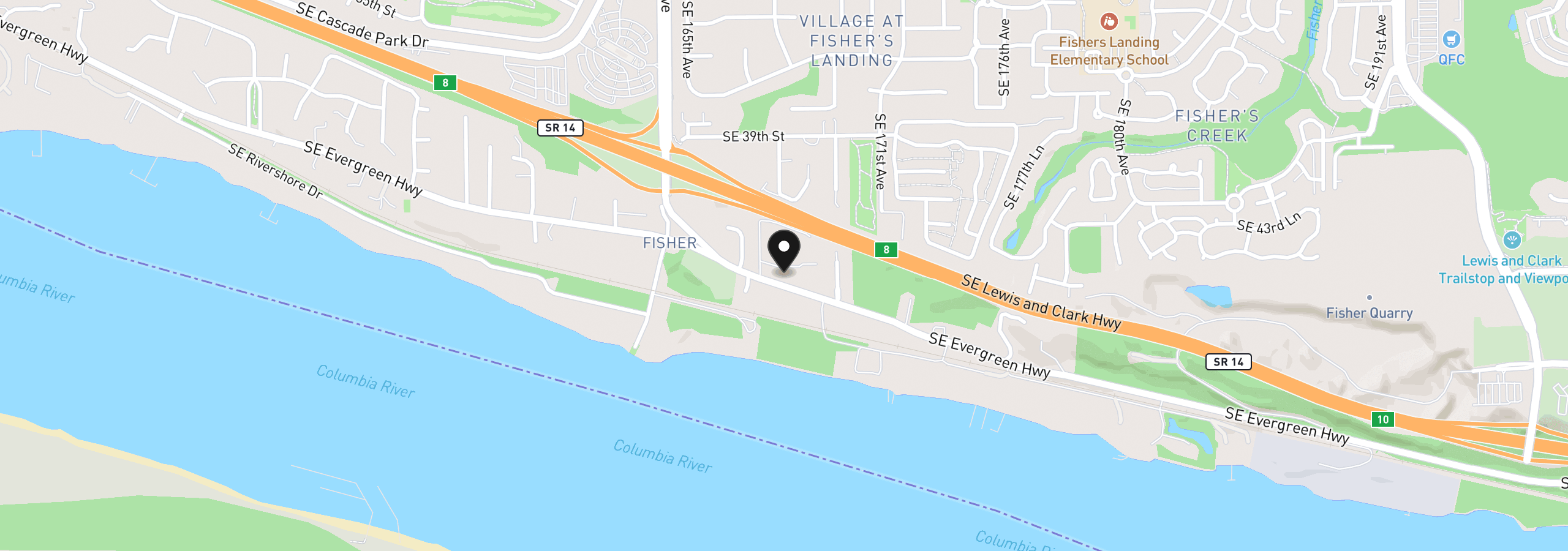 Map showing the location of 16723 SE 44th Cir, Vancouver, Wa 98683
