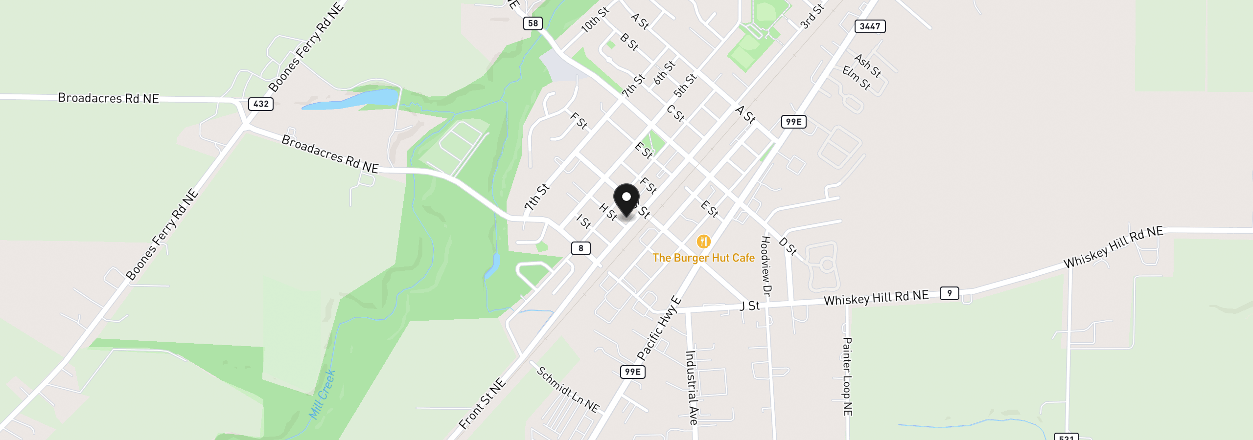 Map showing the location of 3249 3rd St, Hubbard, OR 97032