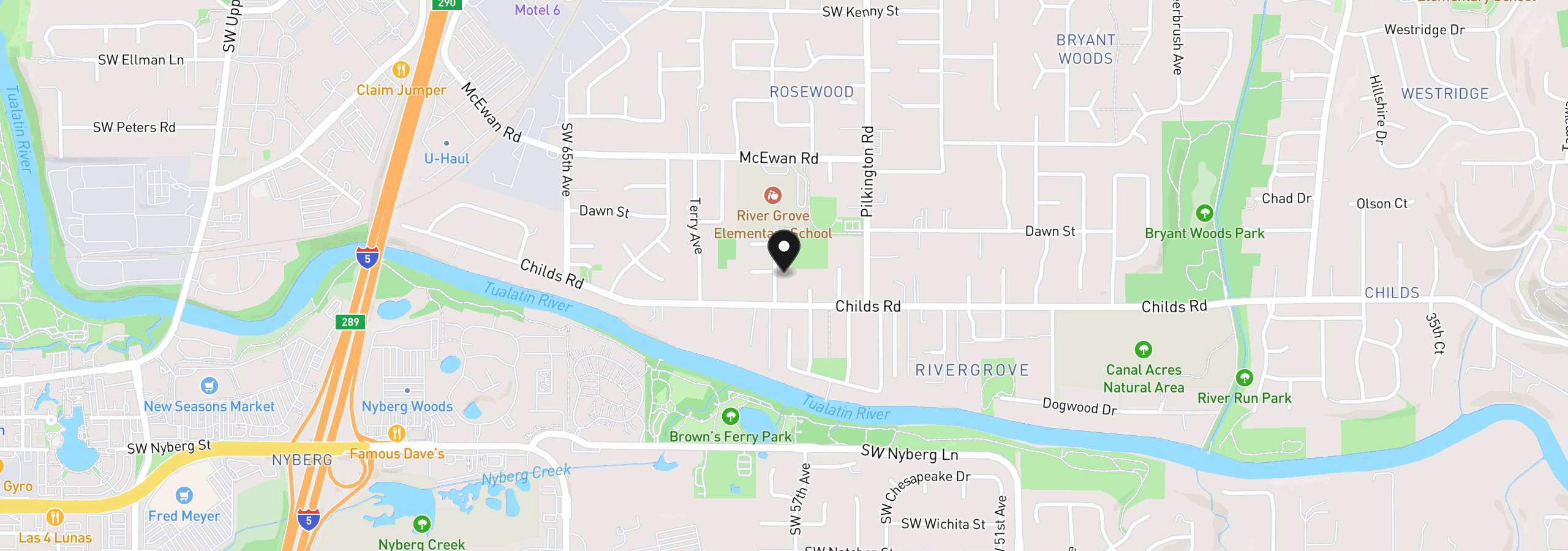 Map showing the location of 19222 Benfield Ave, Lake Oswego, OR 97035