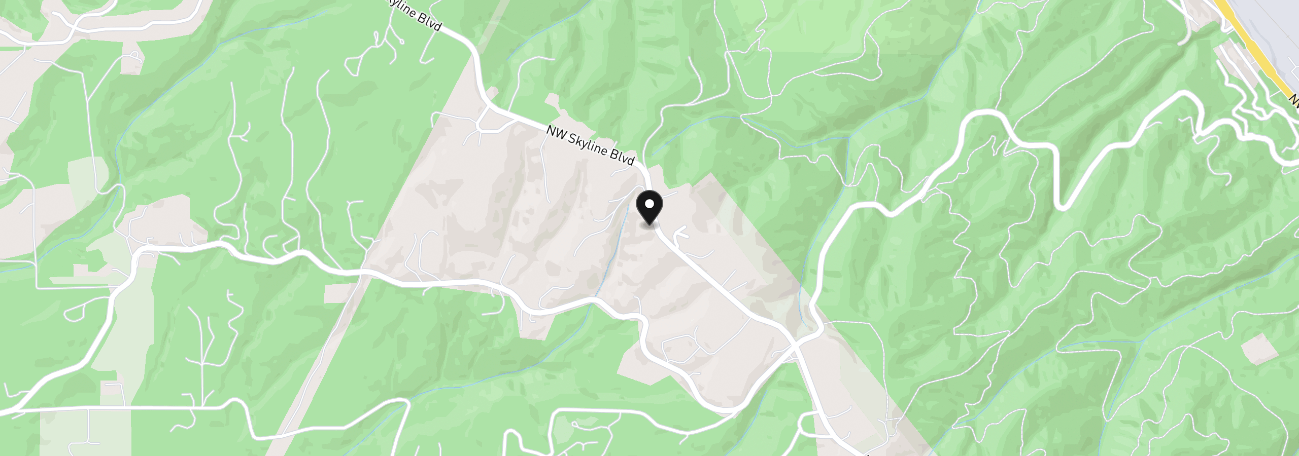 Map showing the location of 9001 NW Skyline Blvd, Portland, OR 97231