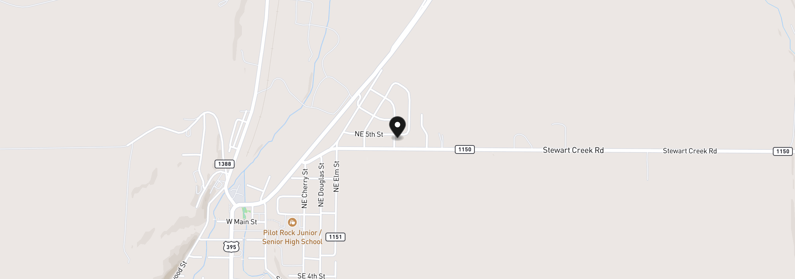 Map showing the location of 472 NE Gumwood St, Pilot Rock, OR 97868