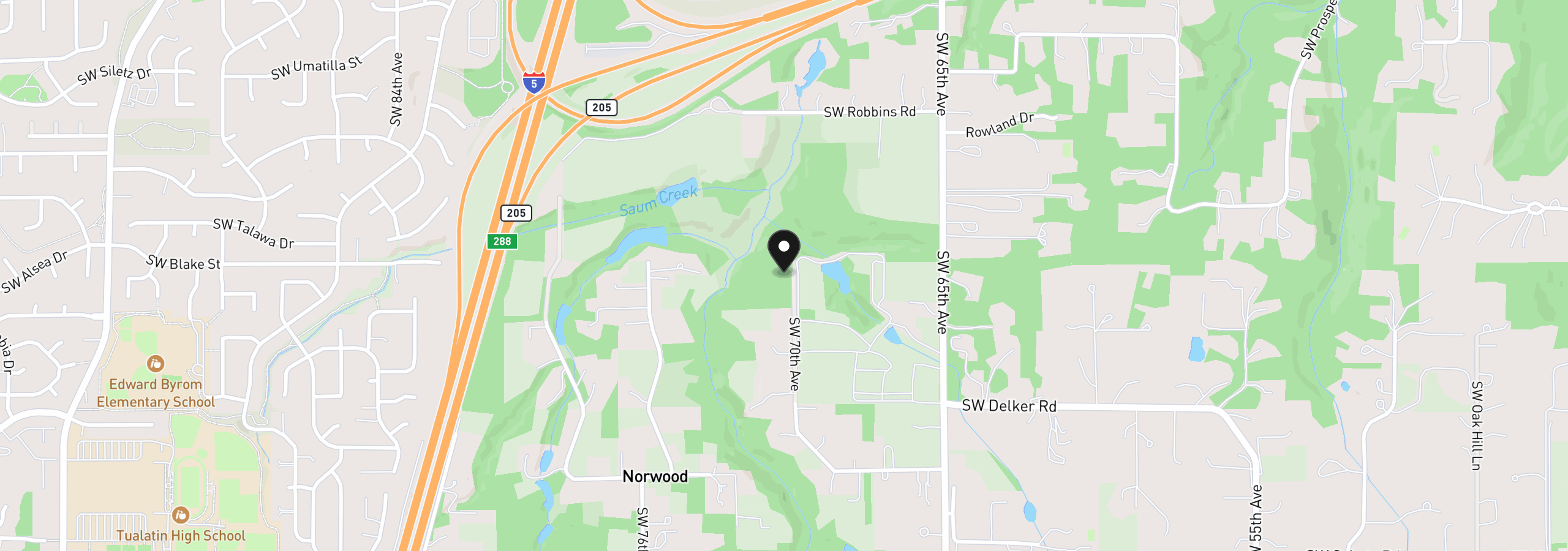 Map showing the location of 21575 SW 70th Ave, Tualatin, OR 97062