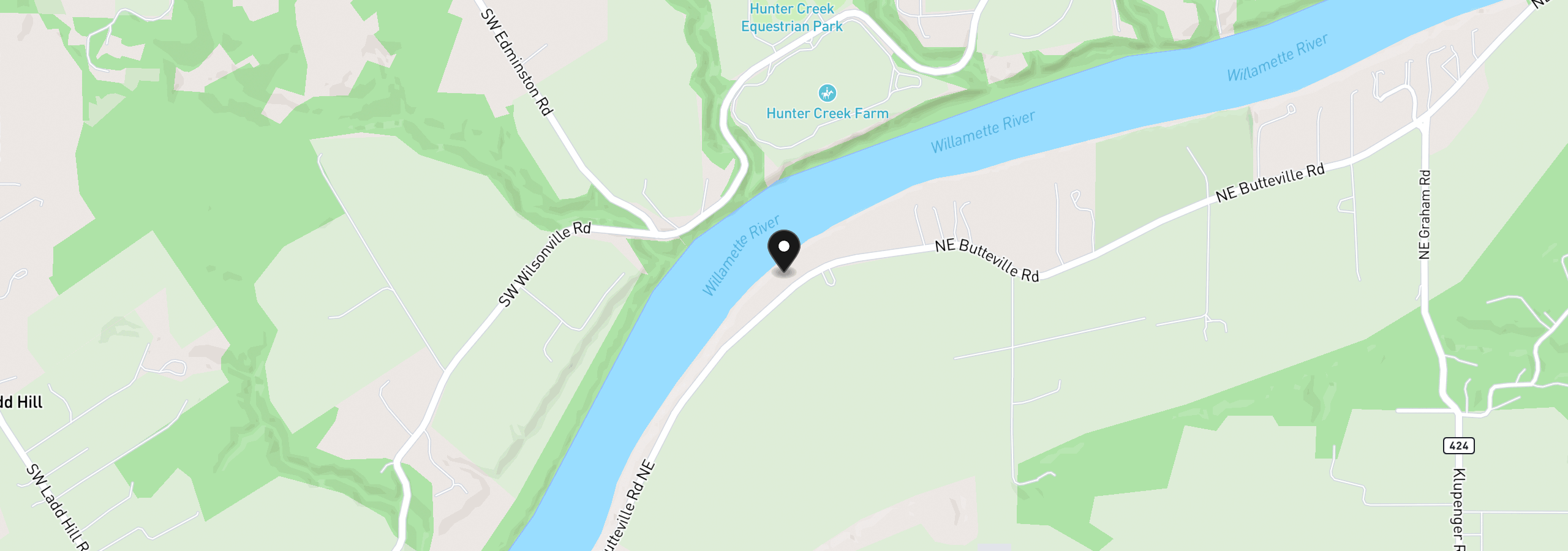 Map showing the location of 24649 NE Butteville Rd, Aurora, OR 97002